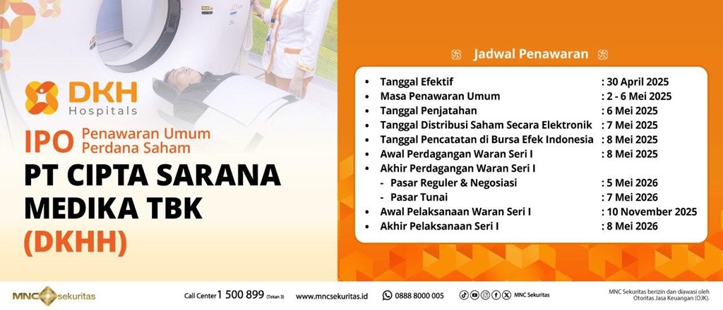 PT Cipta Sarana Medika Tbk Tawarkan Harga Rp132 dalam Penawaran Umum