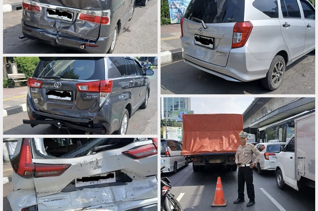 Kecelakaan di Slipi Jakbar, Truk Rem Blong Tabrak 4 Mobil