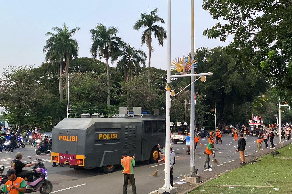 Demo Driver Ojol Rampung, Jalan Medan Merdeka Selatan Kembali Dibuka