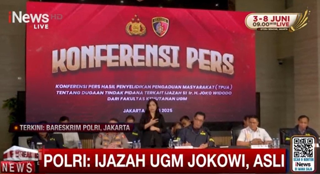 Polisi Pastikan Ijazah UGM Jokowi Asli