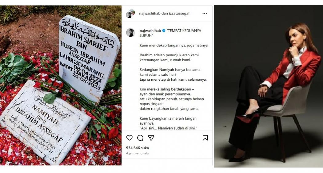 Kehilangan Orang Tercinta, Najwa Shihab Tuliskan Pesan Haru untuk Almarhum Suami dan Putrinya