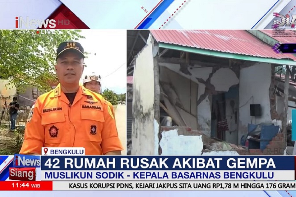 Update Dampak Gempa Bengkulu, Basarnas: 42 Rumah Warga Rusak