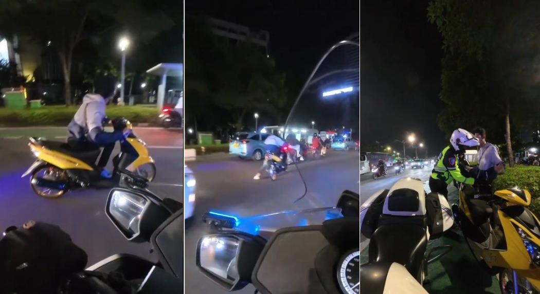 Viral Pemotor Tak Pakai Helm Tantang Polisi, Kunci Sudah Diambil Nekat Kabur Dorong Motor