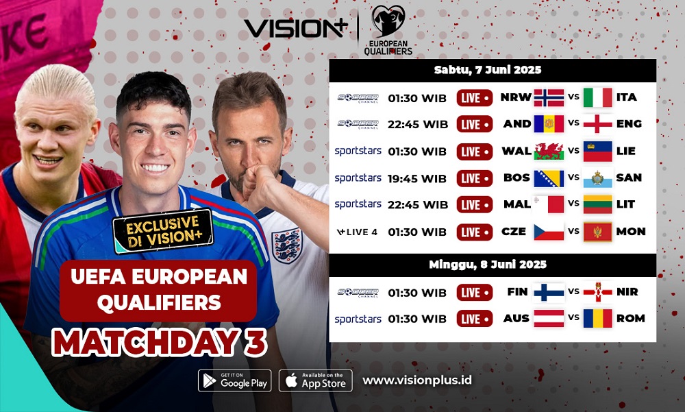 Link Live Streaming Kualifikasi Piala Dunia 2026 Zona Eropa di Vision+: Norwegia Vs Italia