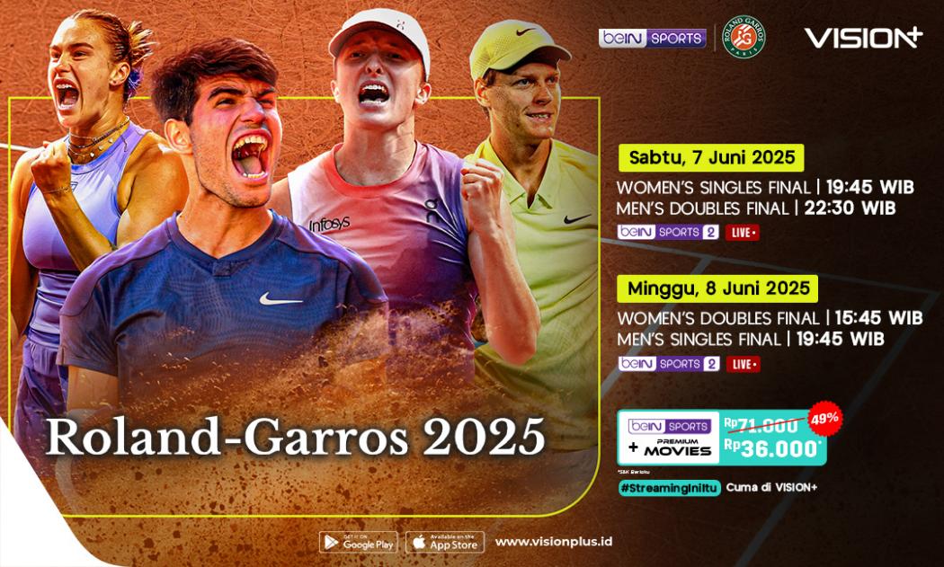 Jadwal dan Link Live Streaming Final Roland Garros 2025