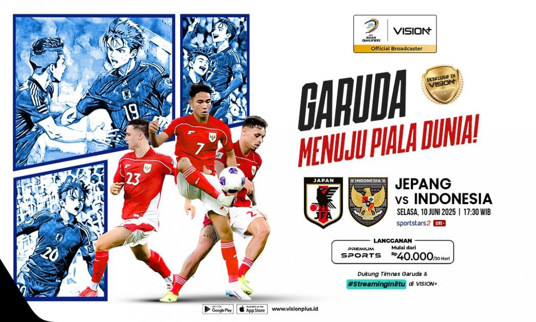 Cara Nonton Live Streaming Timnas Indonesia vs Jepang di Vision+