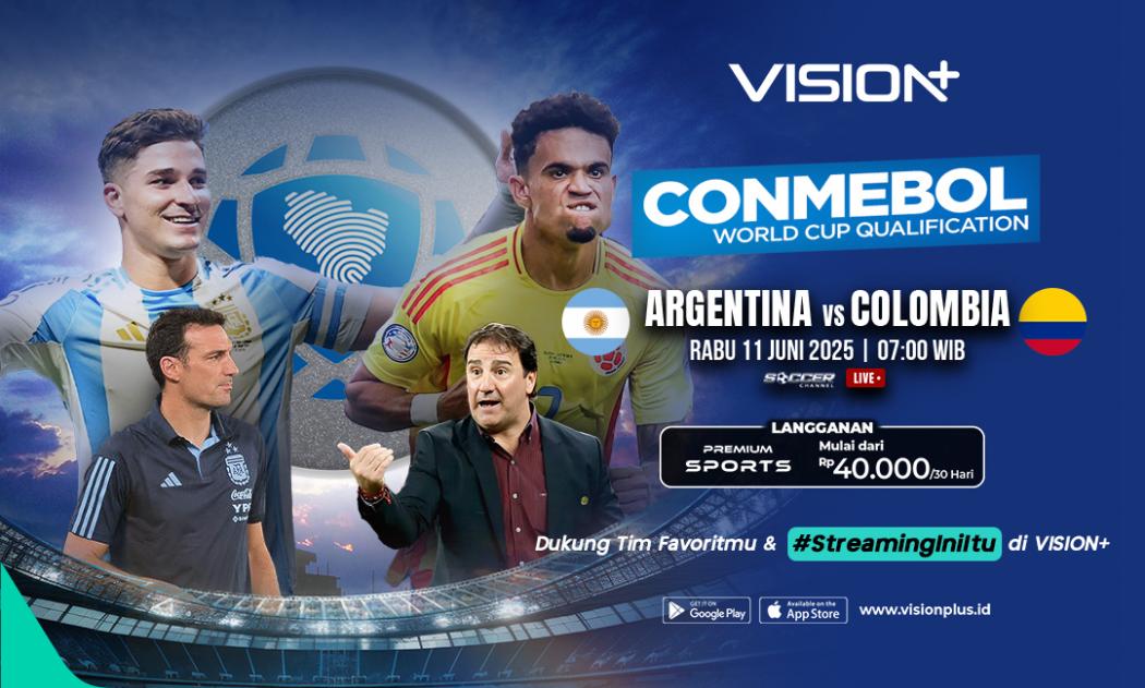 Link Live Streaming Timnas Argentina vs Kolombia di Kualifikasi Piala Dunia 2026 zona CONMEBOL, Saksikan di Vision+
