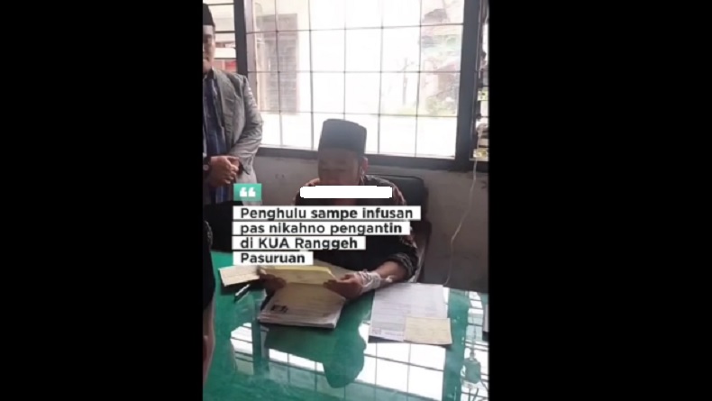 Viral, Penghulu di Pasuruan meski Tangan Terinfus Tetap Nikahkan Pasangan Kekasih