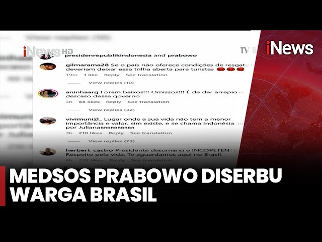 Istana Buka Suara: IG Prabowo Diserbu Netizen Brasil Minta Evakuasi Juliana di Rinjani