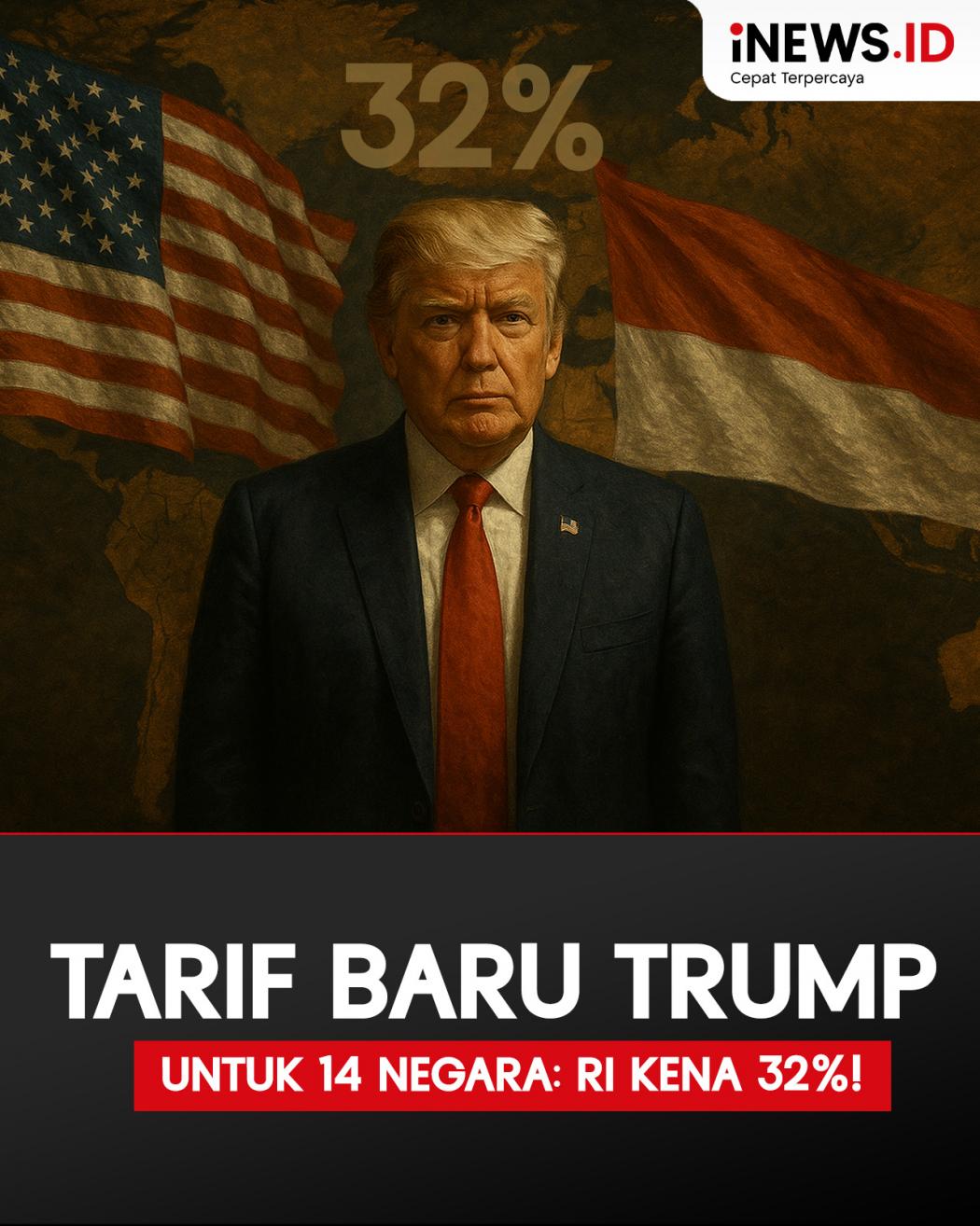 Infografis Trump Kenakan Tarif Baru ke 14 Negara, RI Kena 32 Persen!