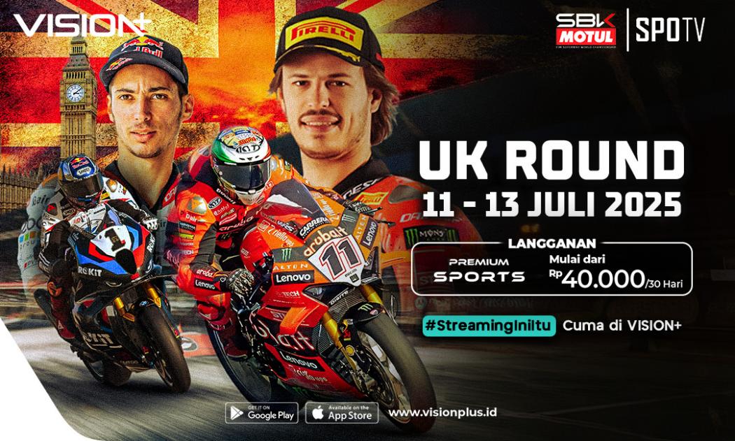 Aksi Seru WorldSBK 2025 di Donington Park, Streaming Eksklusif di VISION+