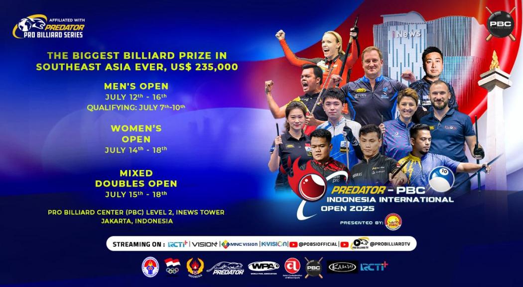 Link Live Streaming Turnamen Biliar Predator PBC Indonesia International Open 2025 di RCTI+