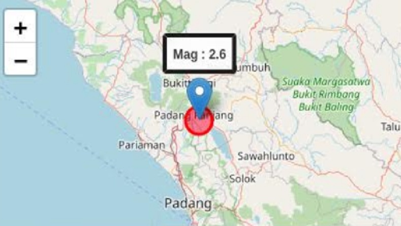 Gempa Bumi Magnitudo 2,6 Guncang Padang Panjang