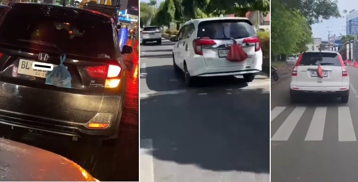 Viral Banyak Mobil di Aceh Gantung Kantong Plastik di Belakang, Warganet Penasaran: Isinya Apa?