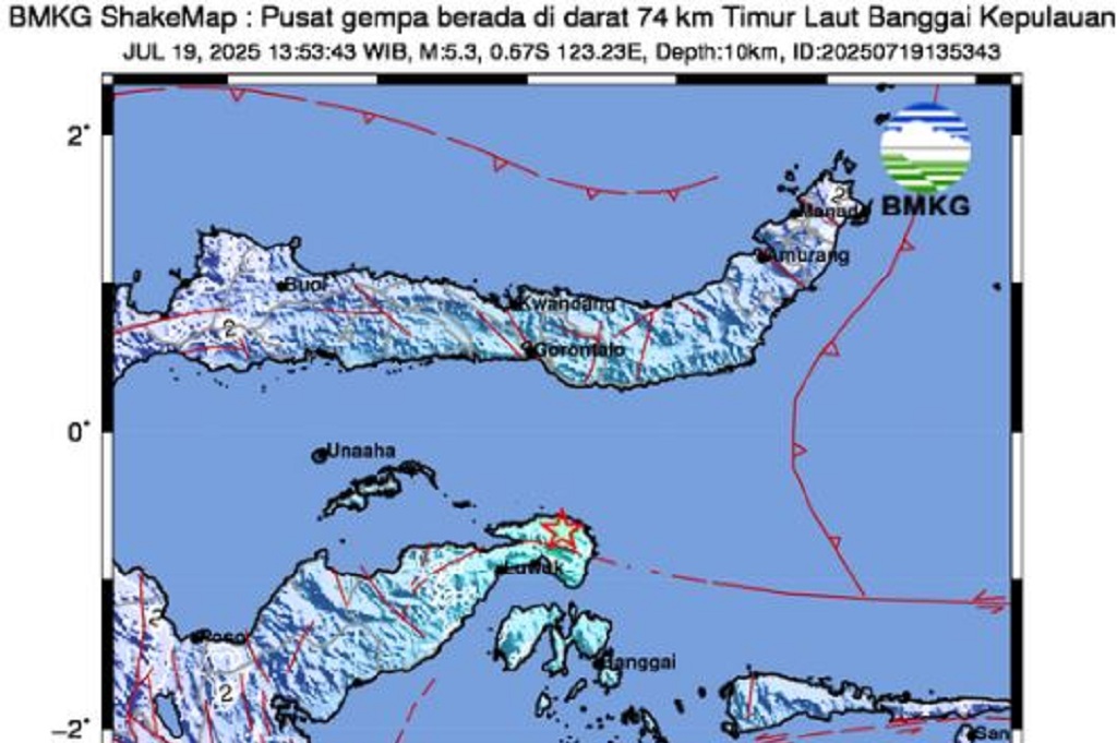 Gempa Magnitudo 5,3 Guncang Banggai Kepulauan, Terasa hingga Gorontalo