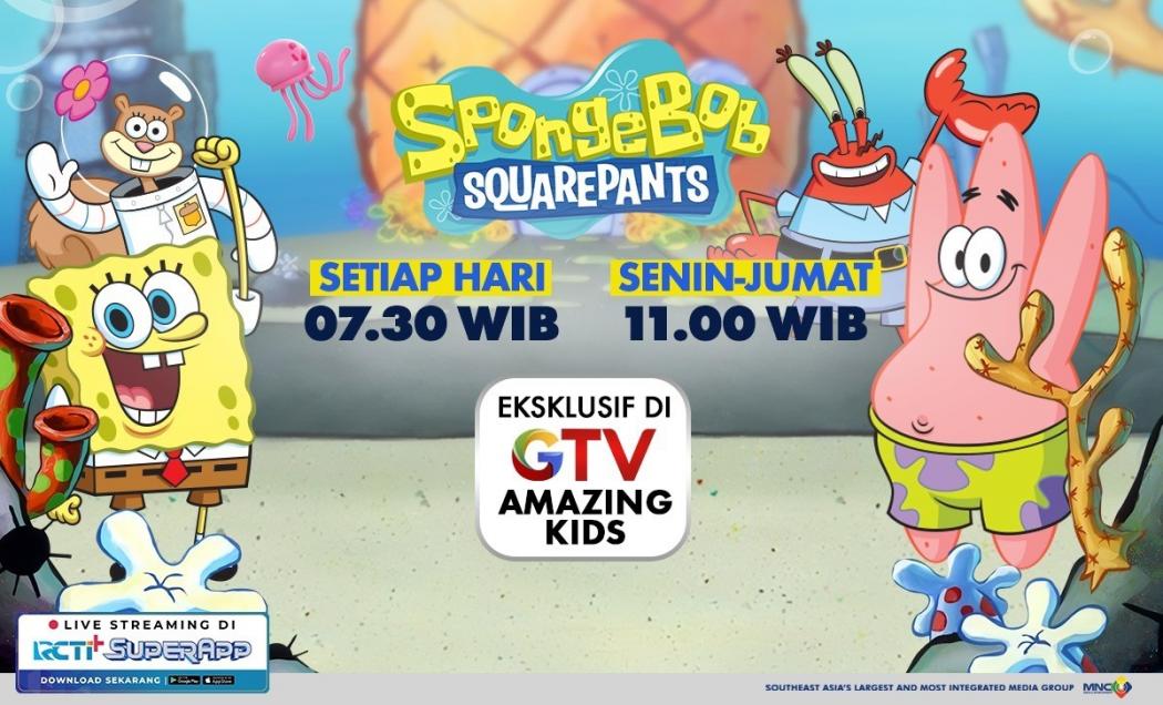 Teman Setia Favoritnya Anak Indonesia, Yuk Ketawa Bareng Spongebob Squarepants Setiap Hari di GTV!