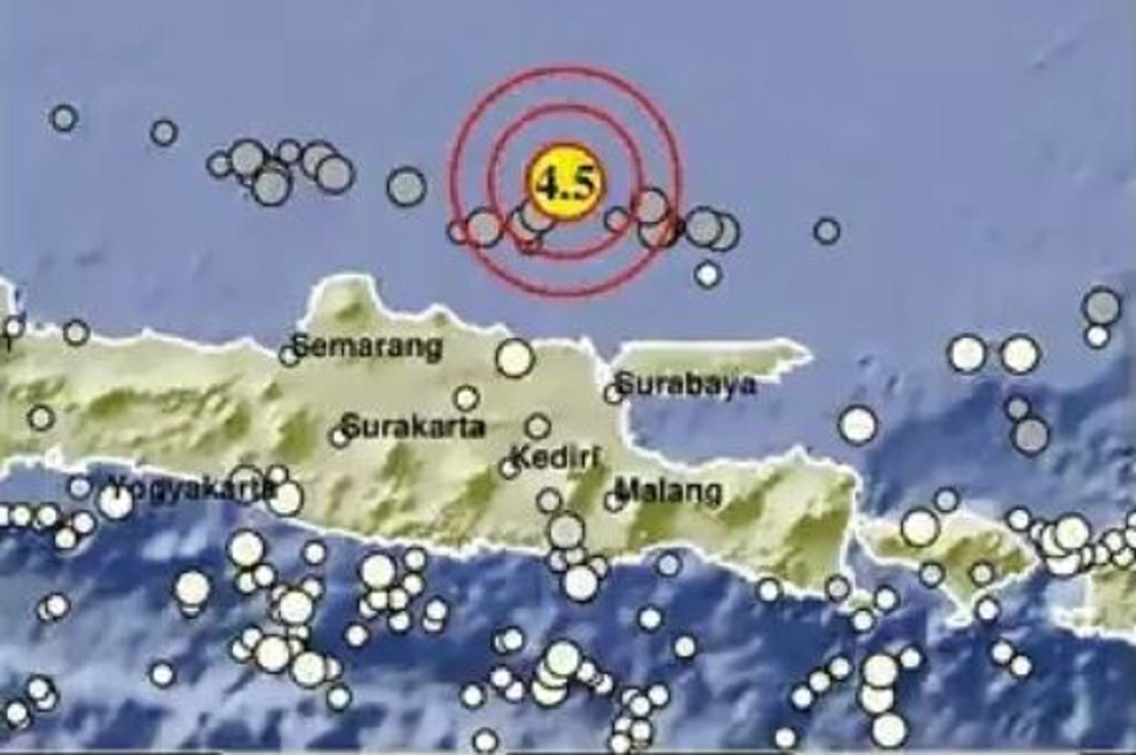 Gempa Terkini Magnitudo 4,5 Guncang Tuban Jatim