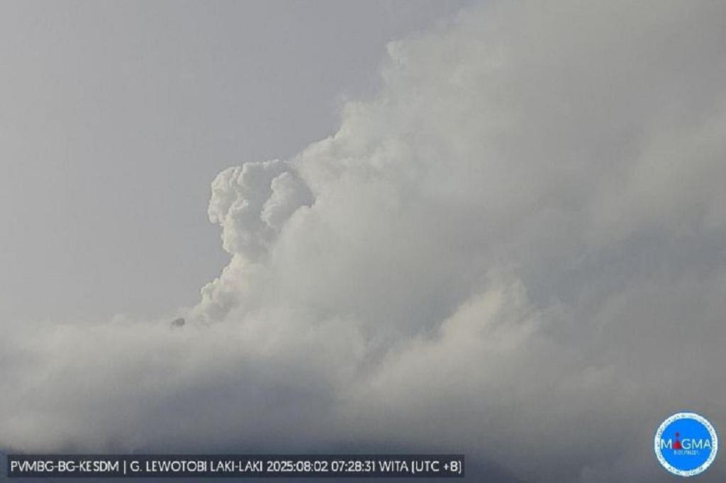 Gunung Lewotobi Erupsi Muntahkan Kolom Abu Setinggi 1 Km, Status Level IV Awas