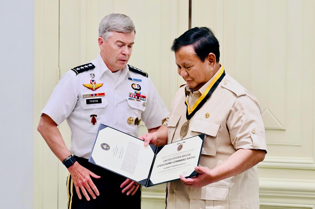 Prabowo Terima Medali Kehormatan dari Komando Operasi Khusus AS