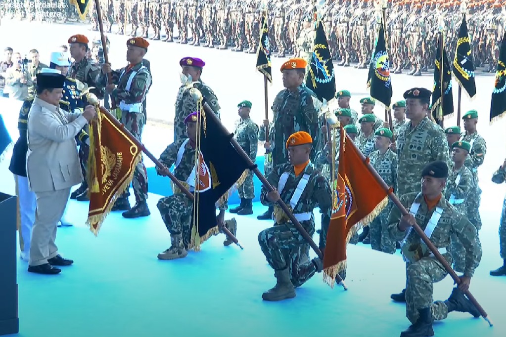 Momen Prabowo Lantik Pangkopassus, Pangkormar dan Pangkopasgat di Batujajar