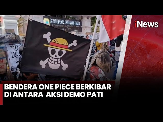 Aksi Simpati Kenaikan PBB di Pati, Warga Kibarkan Bendera One Piece