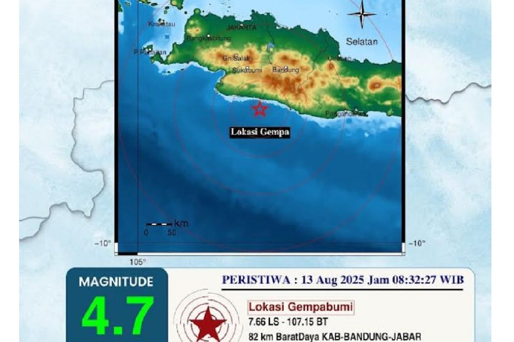 Gempa Bandung M4,7 Pagi Ini, Getaran Terasa di Tasikmalaya hingga Cianjur