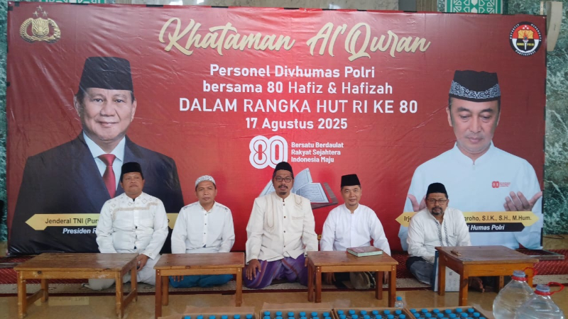 80 Tahun Kemerdekaan RI, Divisi Humas Polri Gelar Khataman Quran bersama 80 Hafiz