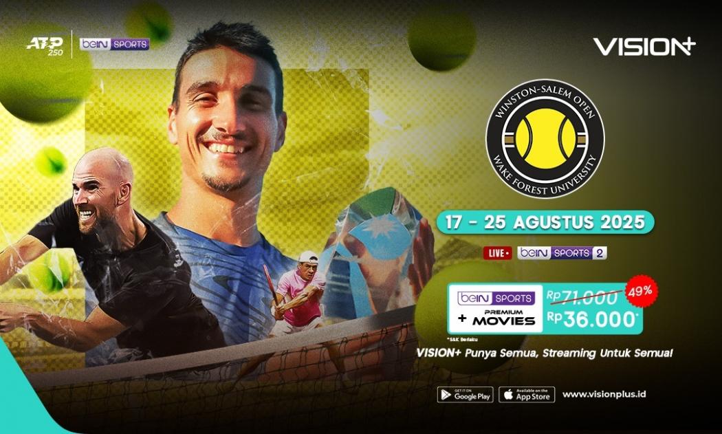 Jadwal dan Link Live Streaming ATP 250 Winston-Salem Open 2025, Saksikan di VISION+!