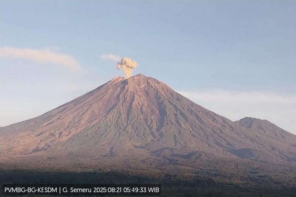 Gunung Semeru 4 Kali Erupsi Pagi Ini, Kolom Abu Capai 1 Km