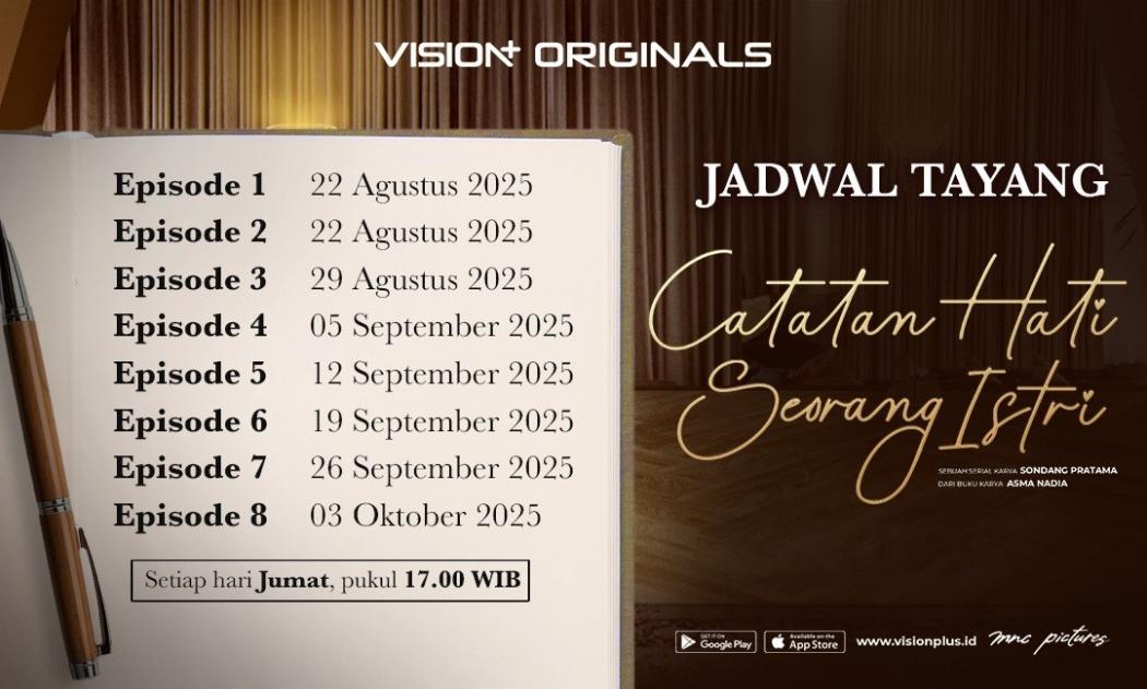 Resmi Tayang, Ini Jadwal dan Link Streaming Series Catatan Hati Seorang Istri di VISION+