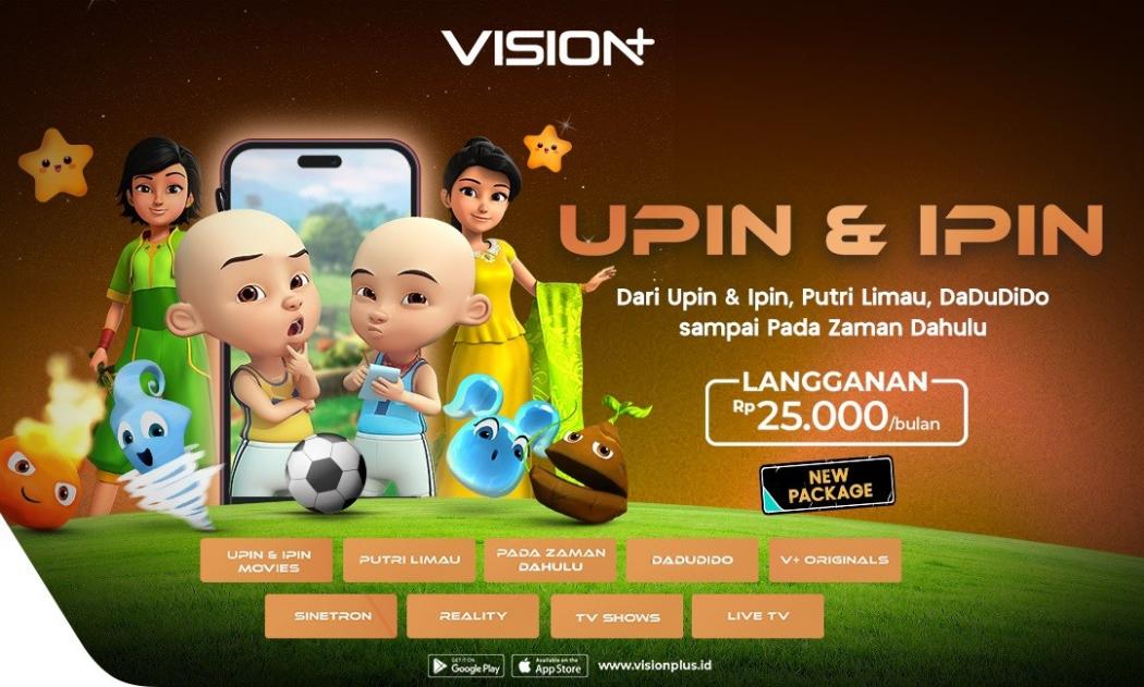 Langganan VISION+ Upin Ipin, Cuma Rp25.000 Nonton Hiburan Aman untuk Anak
