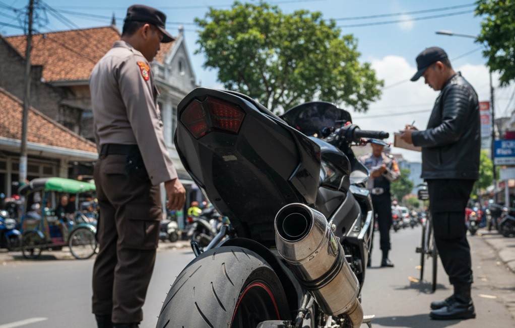 Cara Unik Polisi Tindak Knalpot Brong, Pelanggar Dikenakan Hukum Adat Bayar Pakai Kambing