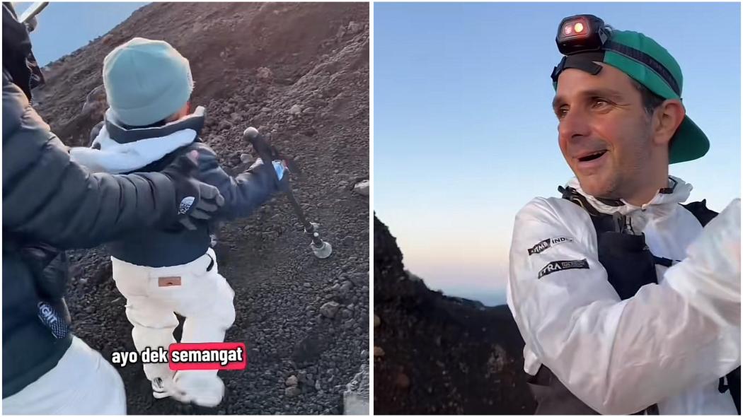 Viral Bocah 3 Tahun Berhasil Sampai di Puncak Gunung Rinjani, Bule pun Kagum!