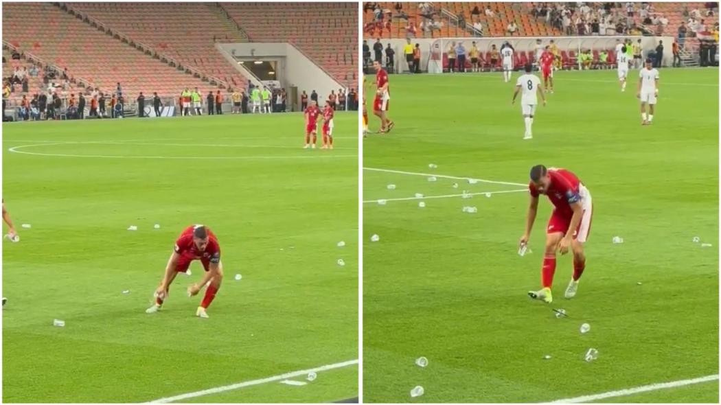 Viral Video Jay Idzes Bersihkan Sampah yang Dilempar ke Lapangan saat Laga Indonesia Vs Irak