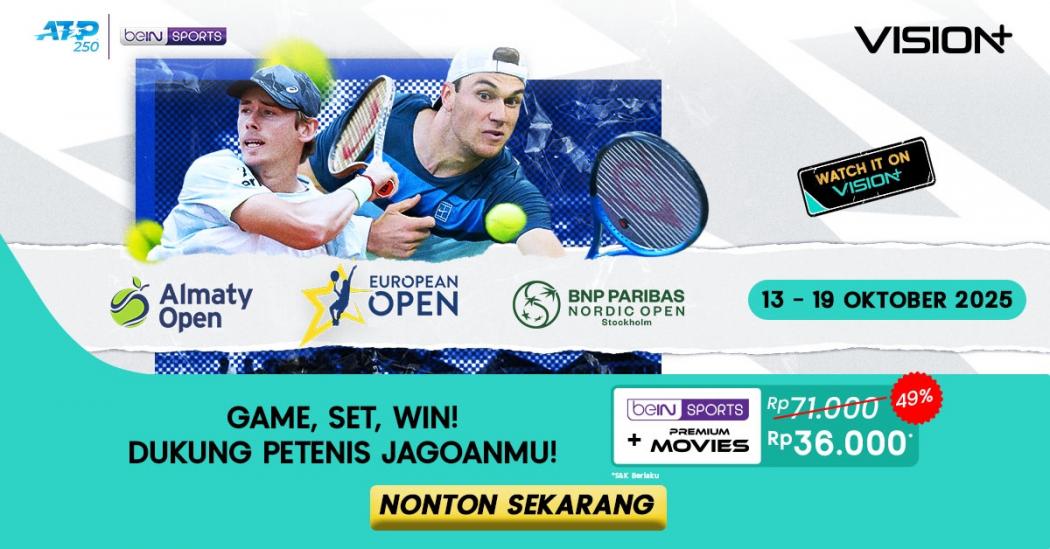 Jadwal dan Link Live Streaming Turnamen Tenis Dunia Pekan Ini: Almaty, European, Nordic Open di VISION+