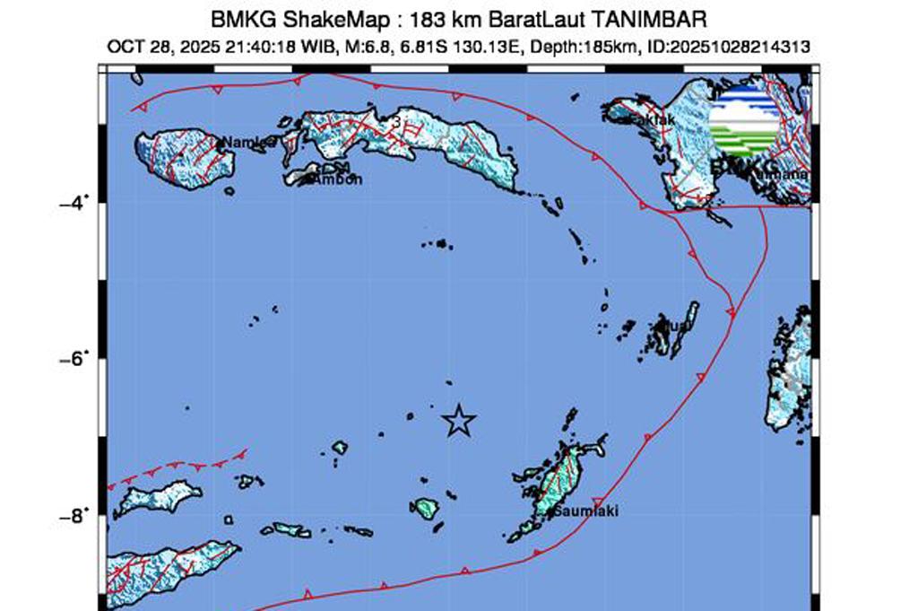 Gempa Besar M6,8 Guncang Tanimbar Maluku, Terasa di Sorong hingga Nabire