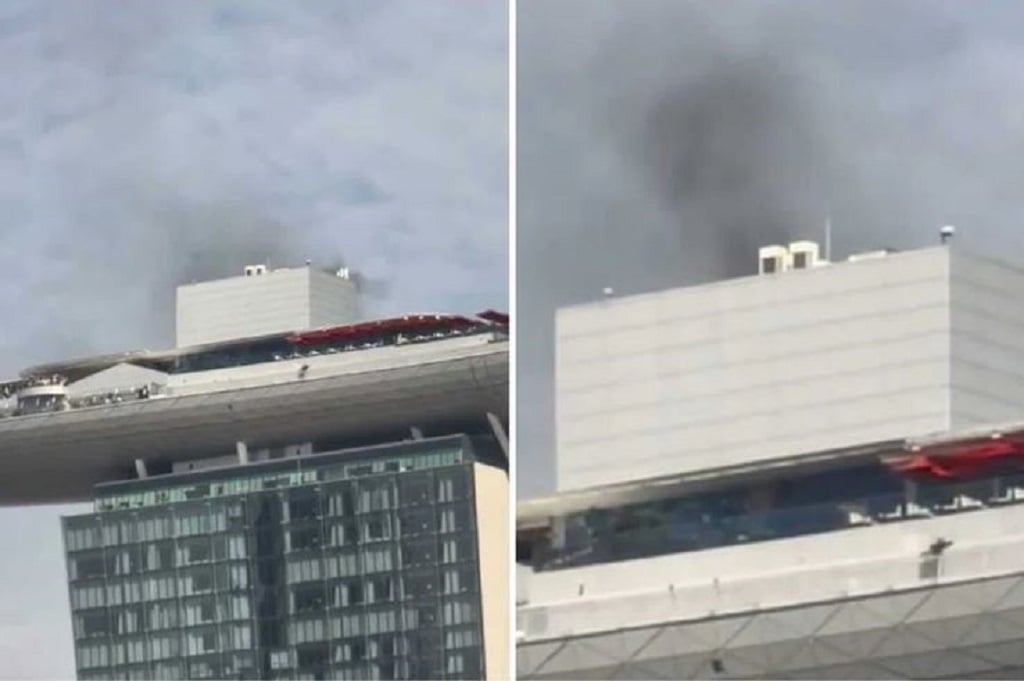Heboh Kebakaran di Marina Bay Sands, Asap Hitam Tebal Membubung dari Atap