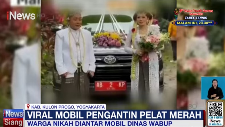 Viral! Pengantin di Kulonprogo Pakai Mobil Dinas Wabup untuk Pernikahan