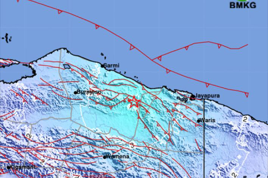 Gempa M5,3 Guncang Jayapura, BMKG: Akibat Aktivitas Sesar Anjak Mamberamo
