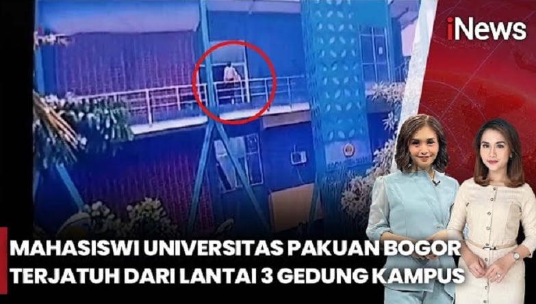 Mahasiswi Jatuh dari Lantai 3 Gedung Universitas Pakuan Terekam CCTV