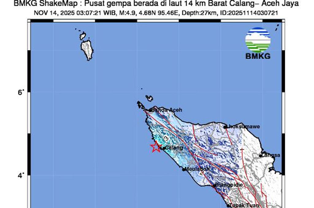 Gempa Hari Ini Magnitudo 4,9 Guncang Calang, Terasa Kuat di Aceh Besar