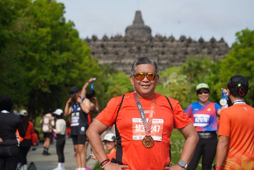 Finish 10K Borobudur Marathon 2025, Rasa Lelah Pelari Terbayar oleh Keindahan Alam Magelang