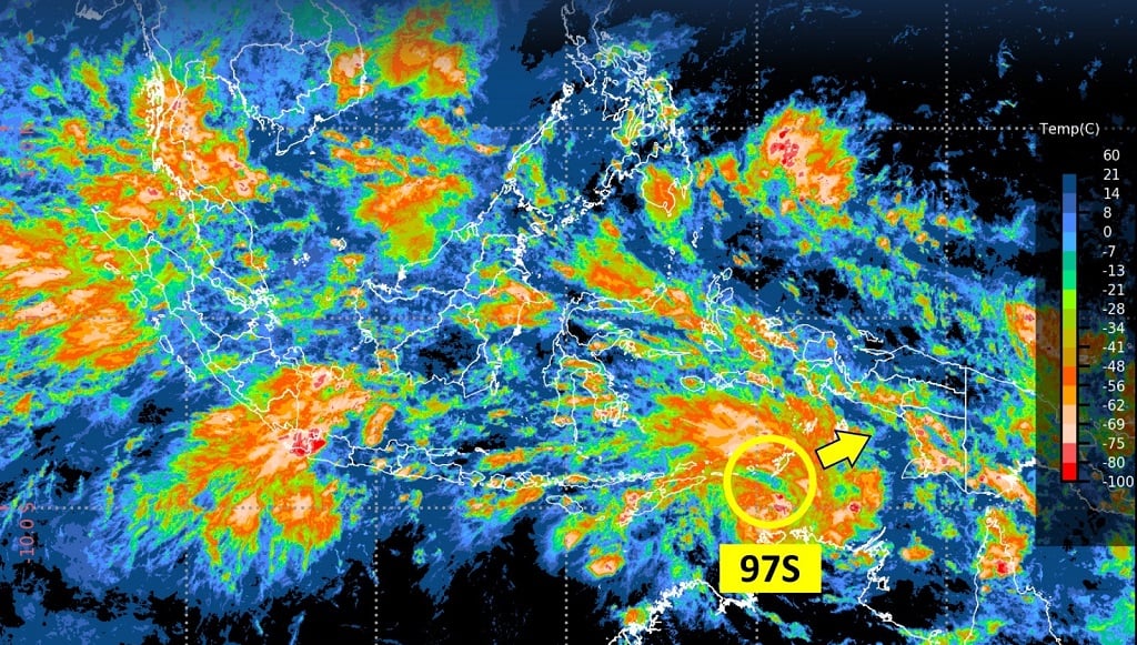 Waspada Cuaca Ekstrem di Indonesia Timur, Bibit Siklon Tropis 97S Menguat