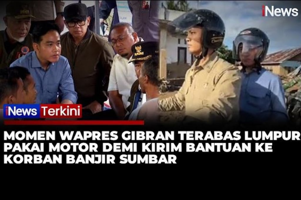 Wapres Gibran Terabas Jalur Berlumpur Pakai Motor demi Temui Korban Bencana di Agam