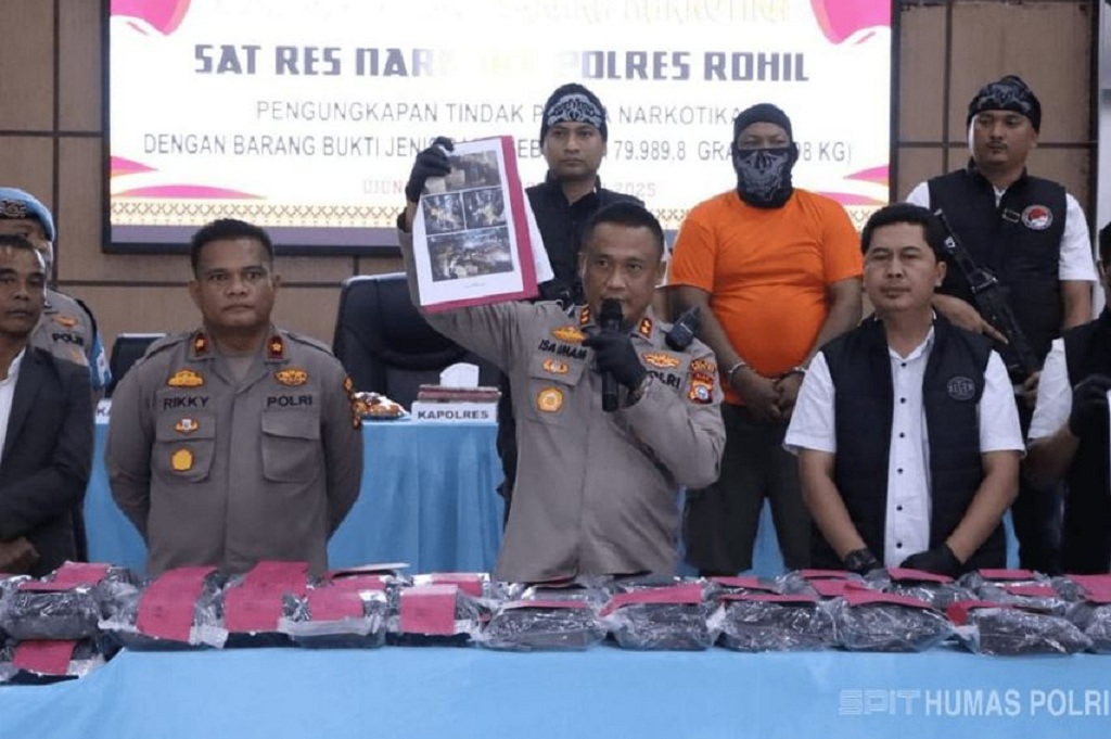 Polres Rokan Hilir Gagalkan Pengiriman Sabu Hampir 80 Kg ke Pekanbaru