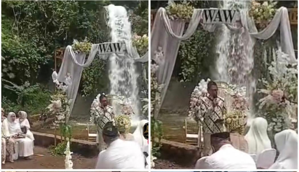 Viral Pengantin Gelar Nikah di Air Terjun, Netizen Auto Parno Takut Meluap
