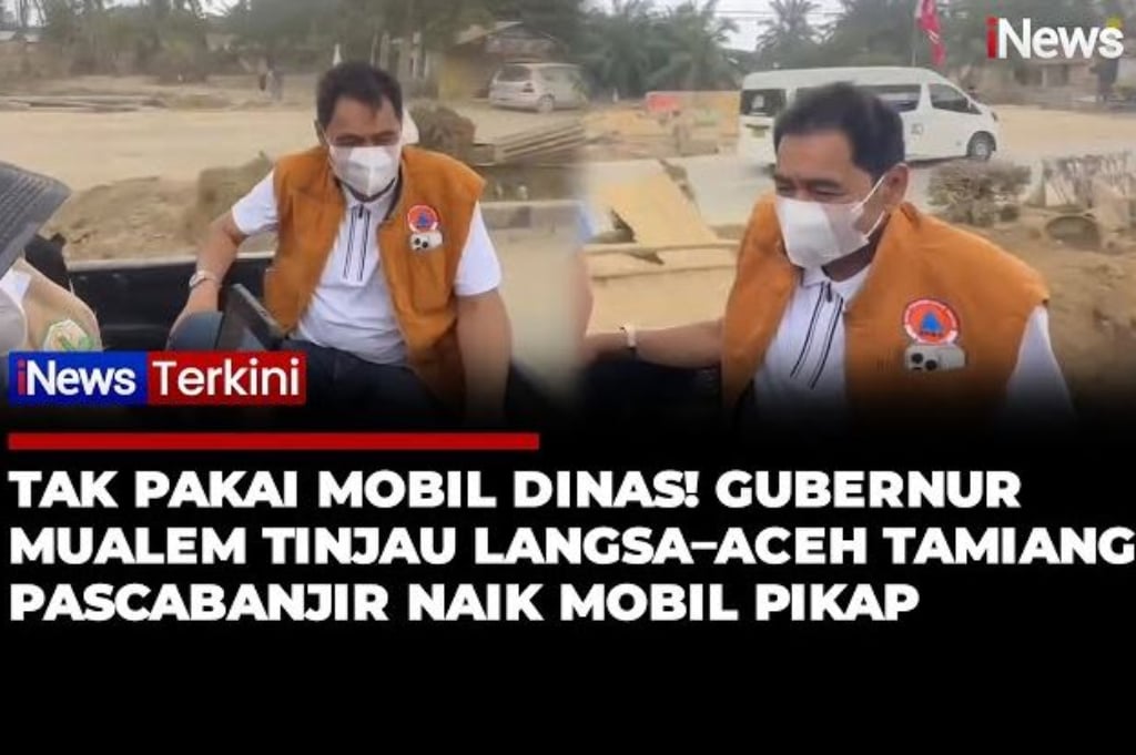 Tak Pakai Mobil Dinas, Gubernur Mualem Tinjau Jalur Langsa-Aceh Tamiang Naik Pikap