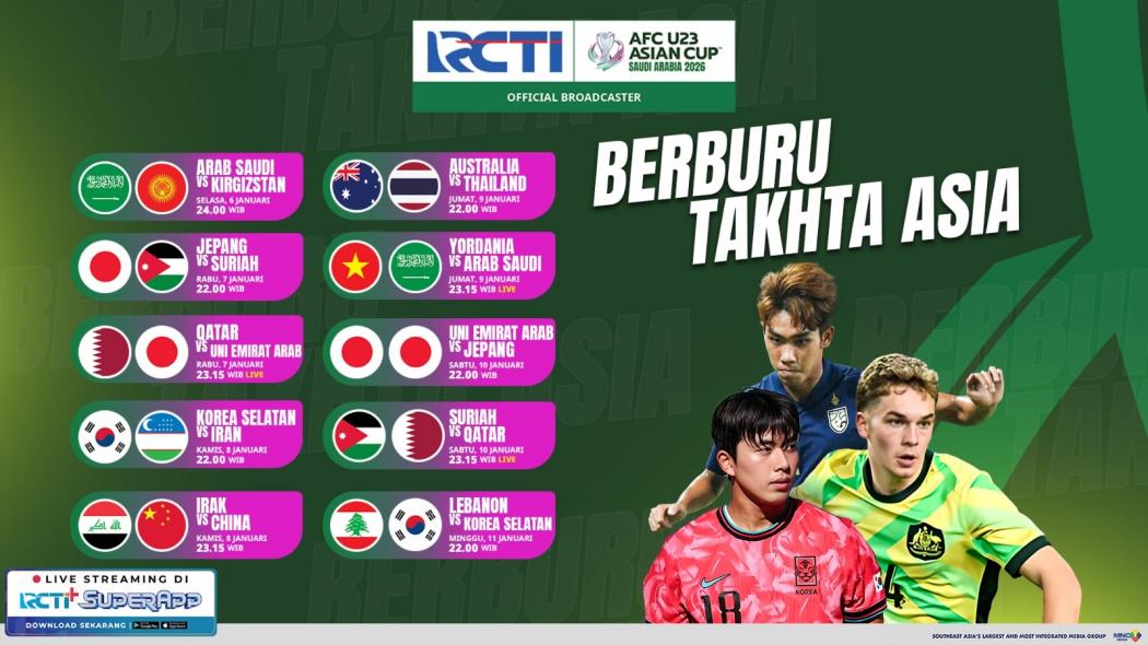 Piala Asia U-23 2026 Live di RCTI: Jadwal Siaran Langsung, Tim Peserta, Format Turnamen