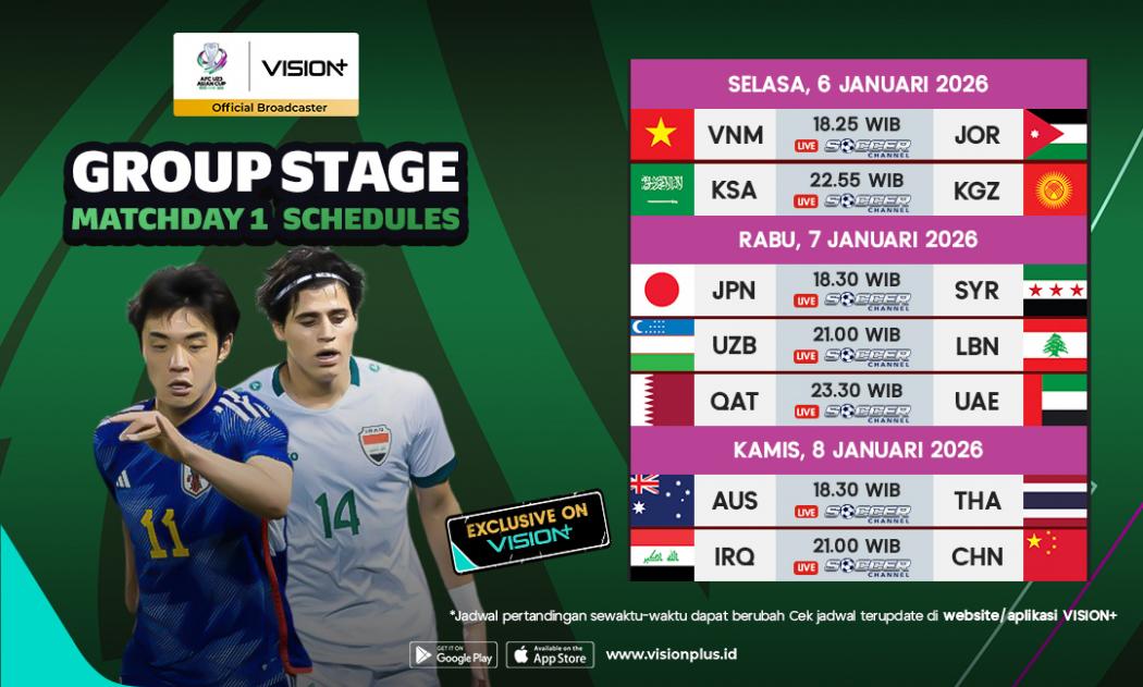 Jadwal Lengkap Matchday 1 Piala Asia U-23 2026, Saksikan di VISION+