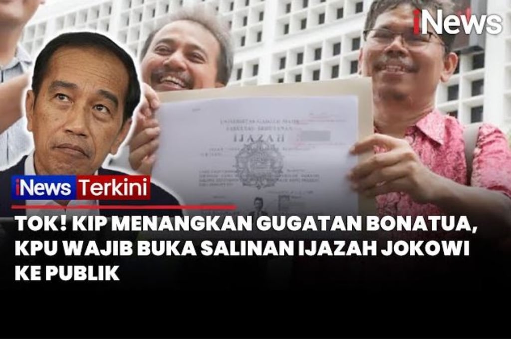 Bonatua Menang Gugatan di KIP, KPU Wajib Buka Salinan Ijazah Jokowi ke Publik